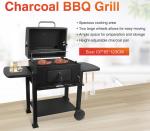 Black Powder Coated 24 Inch Garden Barbecue Grill Charcoal Trolley Bbq
