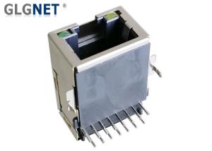 China Green Yellow LED Magnetic RJ45 Connector Single Port Latch Up Offset Mount factory