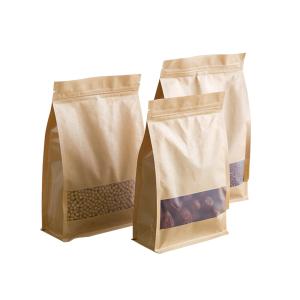 China Customized Retail Brown Kraft paper bag with clear window factory