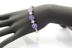 Sterling Silver Link Flower Amethyst Cubic Zircon Tennis Bracelet(B01PURPLE)