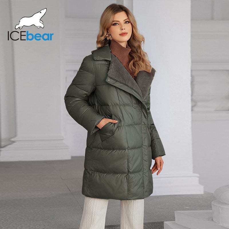 Luxurious Real Fox Fur Collar Mid Length Down / Cotton Jacket With Oblique Placket Design Showcasing Unique Elegance