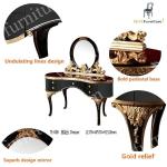 Black carved base dresser draws with mirror in black and match louis xvi bedroom