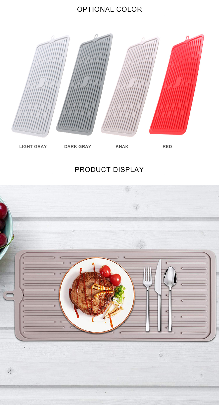 Customized Food Safe Square Silicone Dish Drying Mat