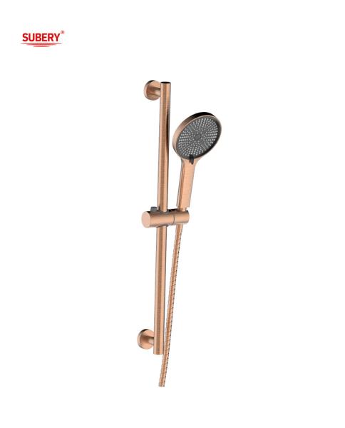Rose Golden Shower Adjustable Slide Bar SUS304 3 Function ABS Plastic Handshower