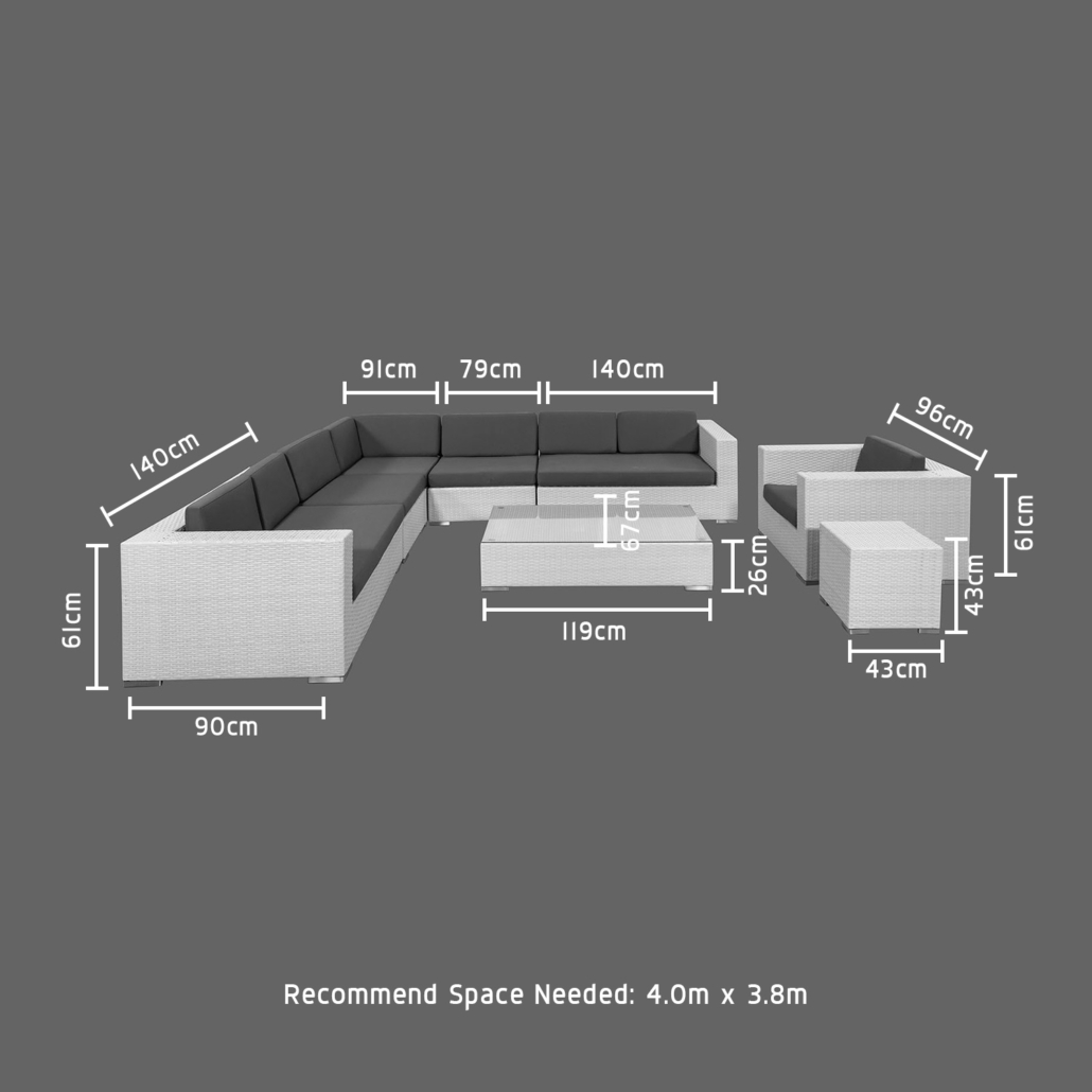 Large Size L Shape Garden Sofa PE Wicker Outdoor Sofa 8 Piece Rattan Outdoor Furniture Set