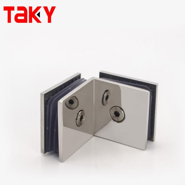 Stainless Steel Polished Glass Door Brackets 90 Degree Door Square Fixed Clamp