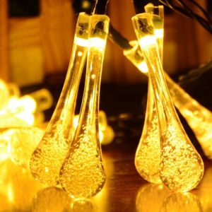 Solar Crystal String Lights with Dual Power Mode Sparkly for Garden Decor