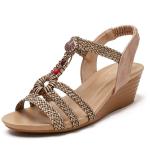 BS042 Sandals Women2020 Summer New Sandals Casual Fashion Word Belt Mid-Slope