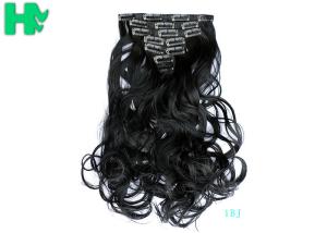 China Black Curly Synthetic Clip In Hair Extensions Human Hair Wefts factory