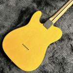 Tele Electric Guitar, Burl Maple Top, Yellow Color, Mahogany Body, Maple