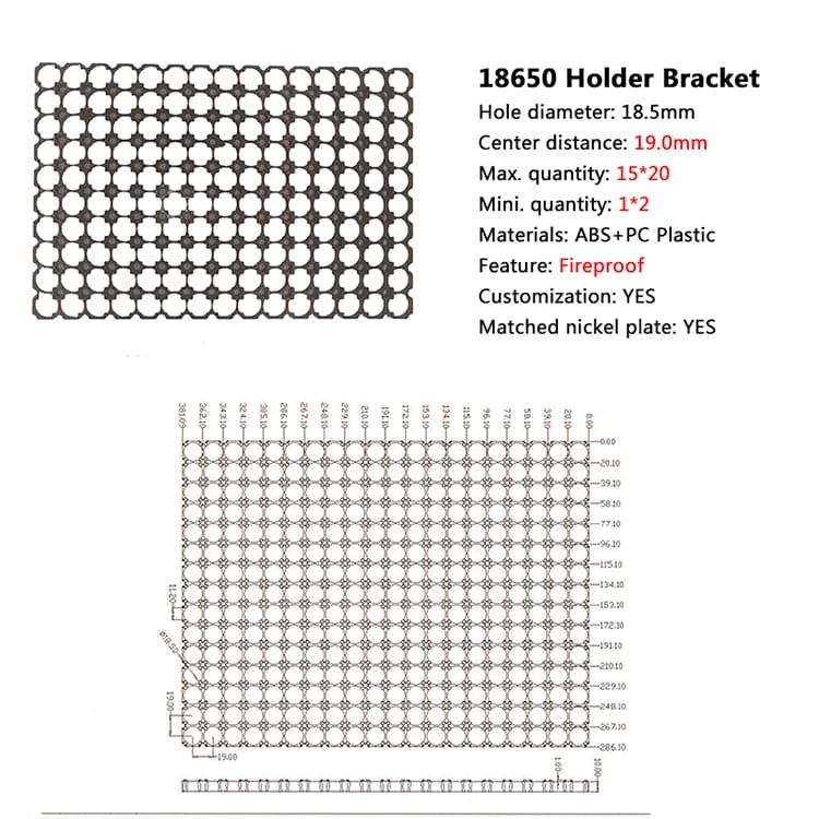 18650 Lithium Ion Cell Holder Plastic Holder Bracket ABS Material