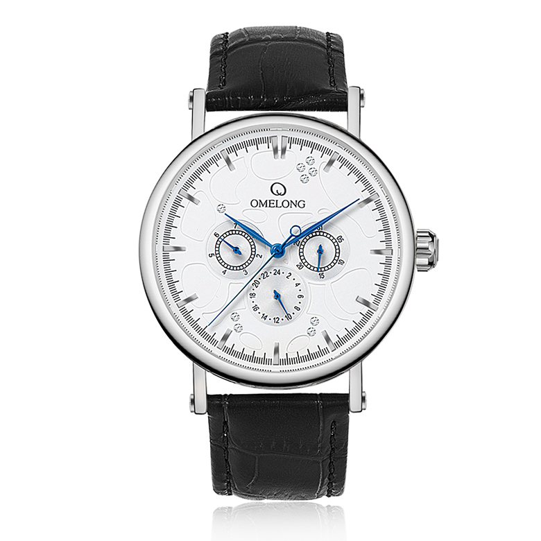 5 ATM Waterproof Quartz Stainless Steel Watch Three Eye Dial Chronograph Watch