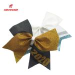 Golden And Grey Sparkle Football Cheer Bows / Vivid Birthday Cheer Bow