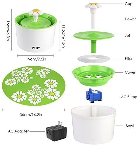 Automatic Flower M 1.6l Cat Water Bowl Fountain