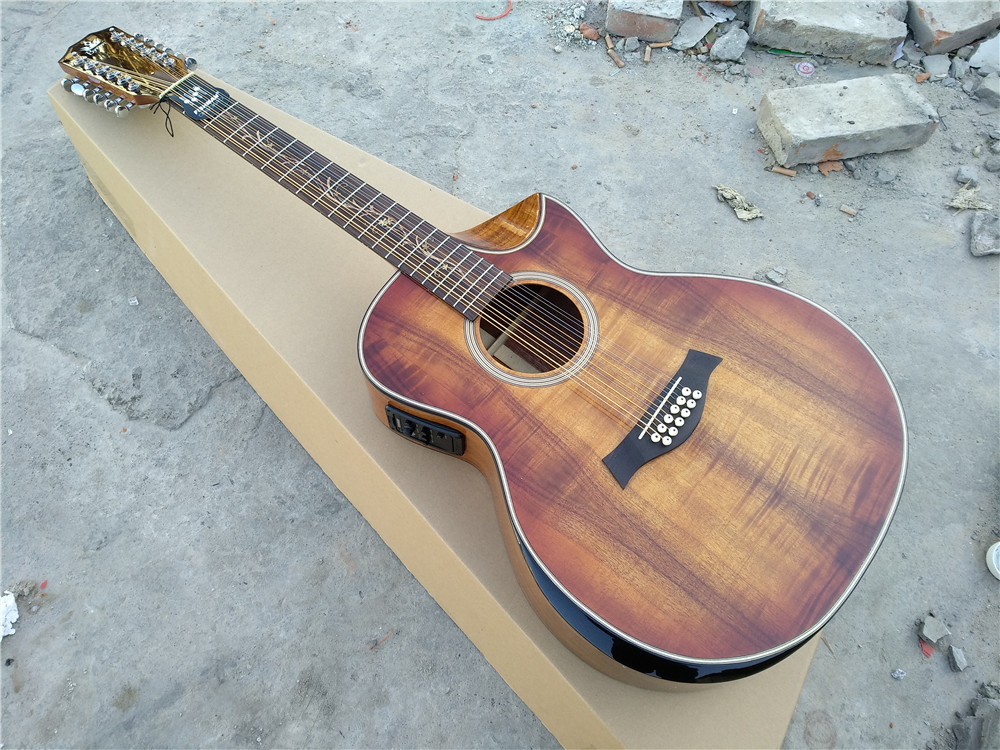 Koa Grand Auditorium jumbo 12 string armrest bevelled cutway presys 301EQ 12 Strings acoustic electric guitar