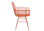 Waterproof Outdoor Restaurant Stackable Steel Wire Iron Red Dining Arm Chairs