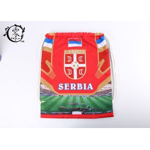 Serbia Country Team Custom Printed Cinch Bags , Recyclable Digital Printed