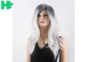 China Ombre Grey Non Lace Long Synthetic Wigs High Temperature Fiber Side Part factory