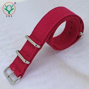 China 20mm Canvas Strap Watch Band , One Piece Nato Strap With Polish Hardware factory