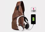 USB Charging Messenger Shoulder Strap Bag Reusable PU Leather