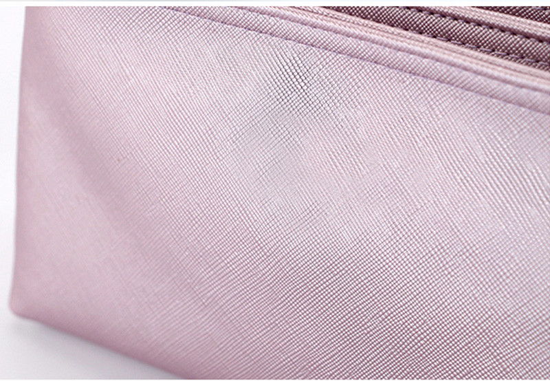 Double Zipper Travel Toiletry Cosmetic Waterproof Shiny PU Bag