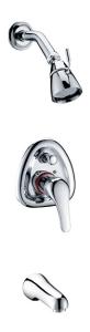China Single Handle Brass Wall Mount Bathroom Sink Faucet / Three Holes Bathtub Mixer Tap factory