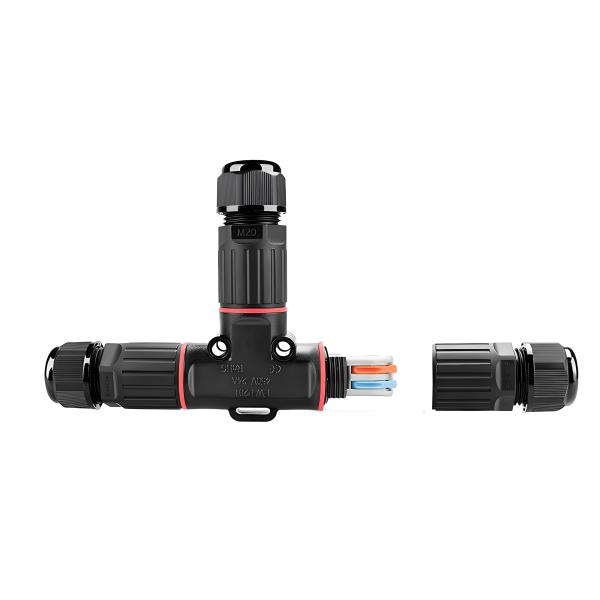 Waterproof Circular Connector T-Type 1 Input 2 Output with PA66 Material and 0