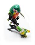 Mum and baby bird metal jewelry box for jewelry wholesales bird jeweled enamel
