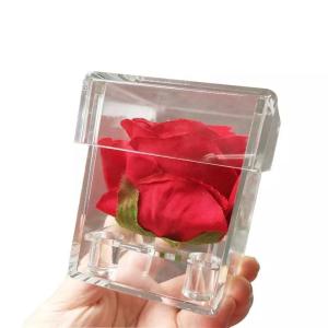 China Wholesale preserved rose 5-6cm single rose in mini acrylic box factory