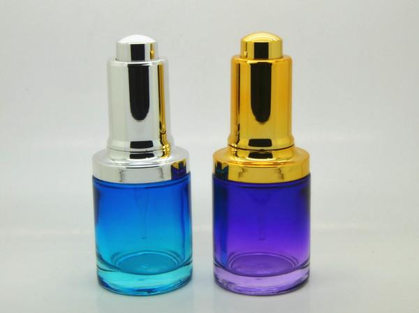 ES-D432 glass essential oil bottle & metalized push button dropper pipettes