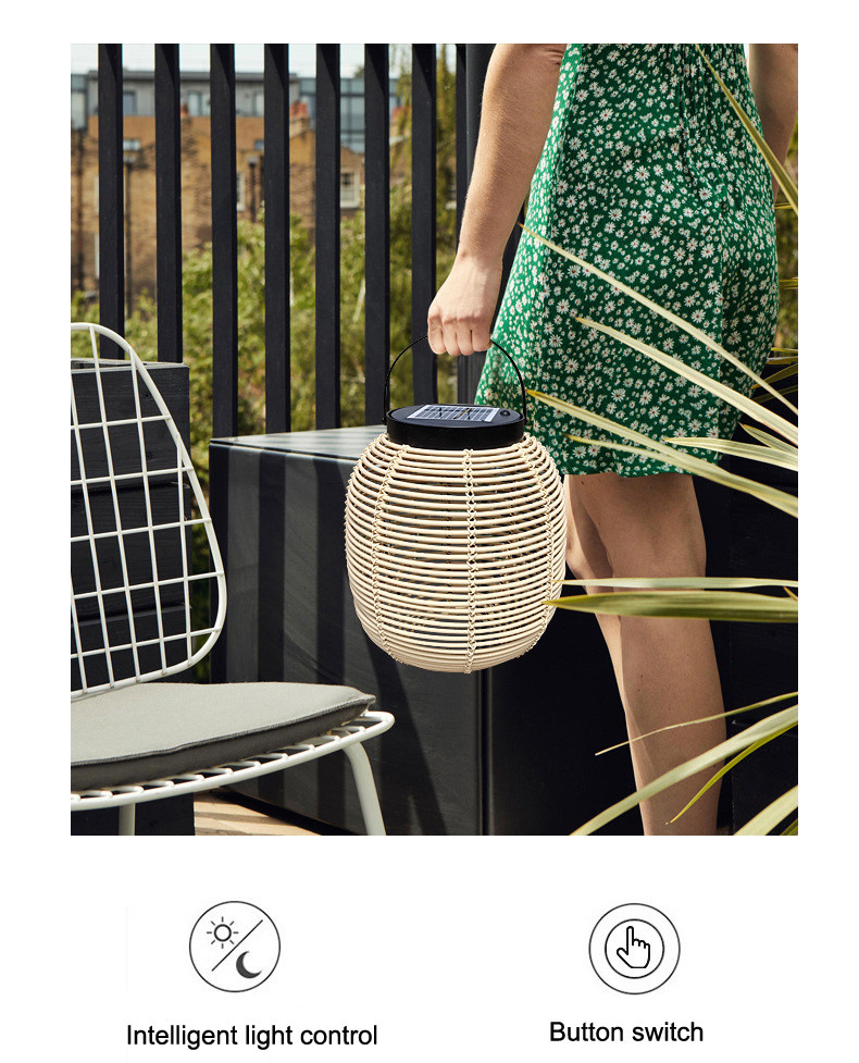 Outdoor Rattan Decorative Portable Waterproof Floor Lamp Solar Garden Light