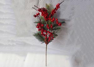 China Realistic 60cm Red Berry Artificial Pine Picks For Holiday Decoration factory