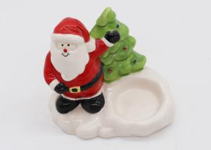 China Home Decor Ceramic Candle Holders Hand Painted Christmas Santa Tealight Holder factory