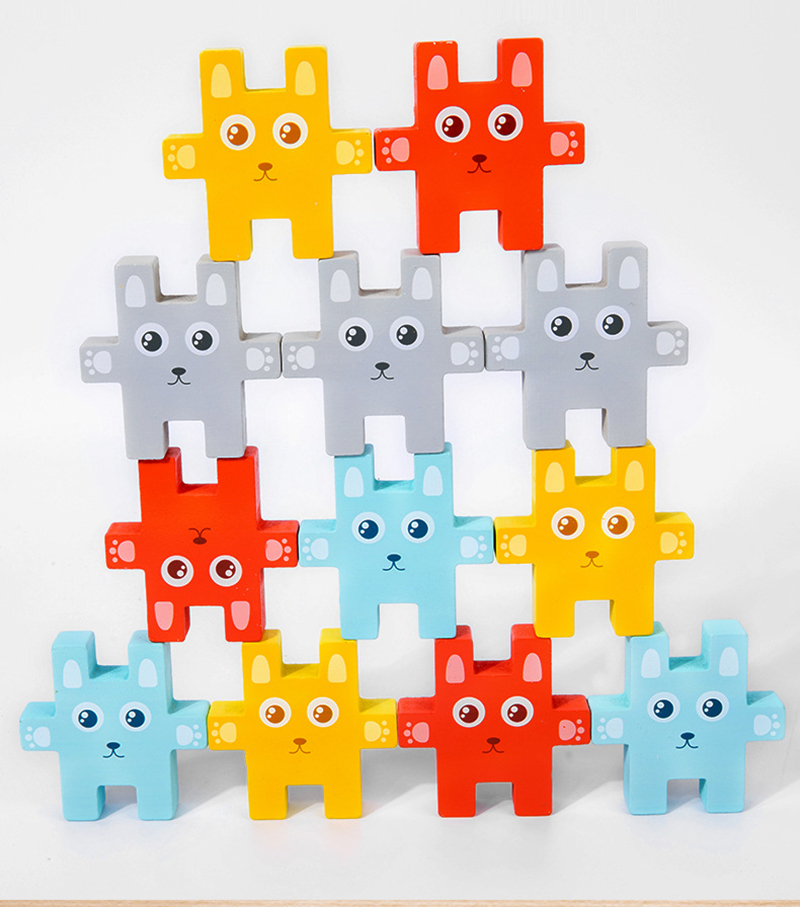 Children Montessori Animal Stacking Blocks Toys Rabbit Jenga Balancing Games