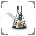 Hand Drawn Art Bong Beaker Bottom Heady Glass Smokig Pipe 14.4mm Joint