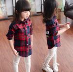 2016 Fashion Korean Style Kid's Checked Pattern Red Color Long Sleeve