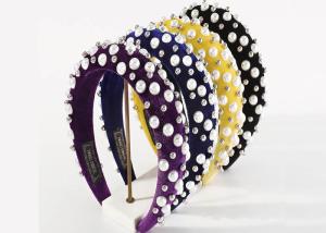 China Flannelette high cranial girls fabric headbands sticky bead headband Yiwu hair accessories factory