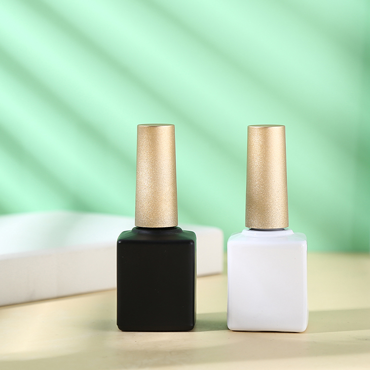 Glass Collar Senior PAK OEM Customized Unique 15ml Square Luxury Black Uv Gel Nail Polish Bottle with Clear Top Cap