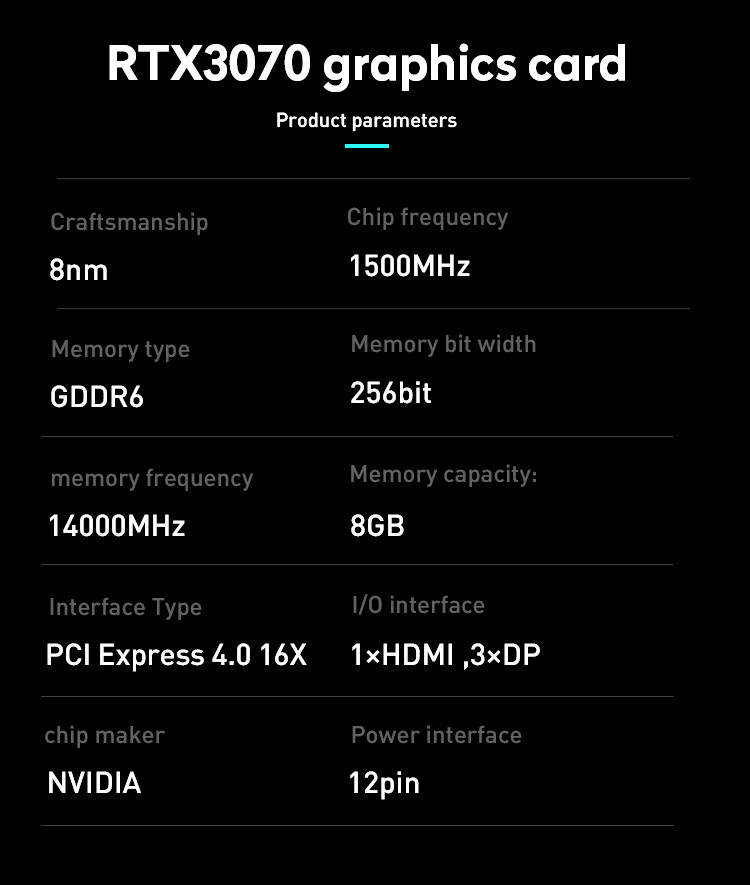 8Gb GDDR6 RTX 3070 Graphics Card 256Bit Desktop Computer Graphics Card