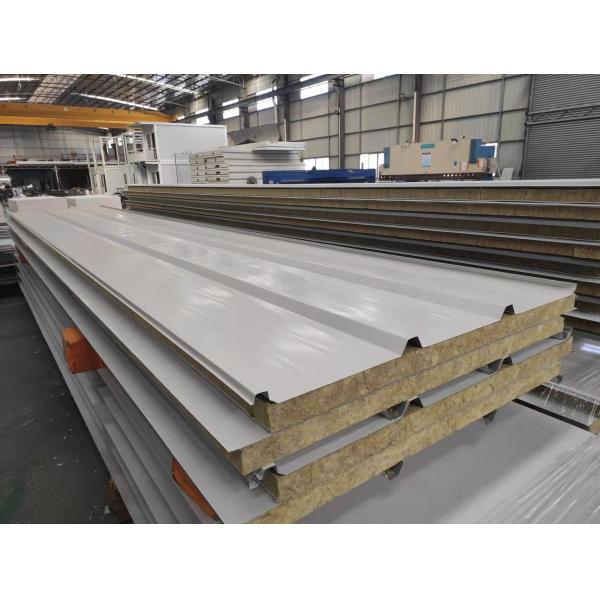 White Color Steel Sheet Rock Wool Sandwich Roof Panel Easy Installation Rock