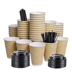 Wholesale Eco-friendly Disposable Custom Printed Coffee Cups Biodegradable Kraft