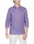 Plain Purple Woven Mens Casual Linen Shirts Full Sleeve with Turn down Collar