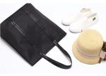 Cotton Canvas Tote Bags Black Nylon Fabric With Patent Leather PU Handle