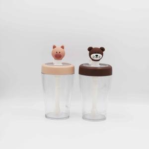 China 430ml Portable Reusable Tritan Straw Juice Water Bottle With Cartoon Lid factory