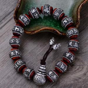 China Women and Men Sterling Silver Wrap Sandalwood Bead Strand Bracelet Couples Jewelry(B20180102) factory