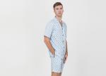 Anti Shrink Mens Button Down Pajamas , Mens Loungewear Shorts Sets Blue Color