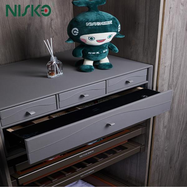 China Pull out Safe Box Organizer with Fingerprint Lock+Leather Organizer Box Drawer factory