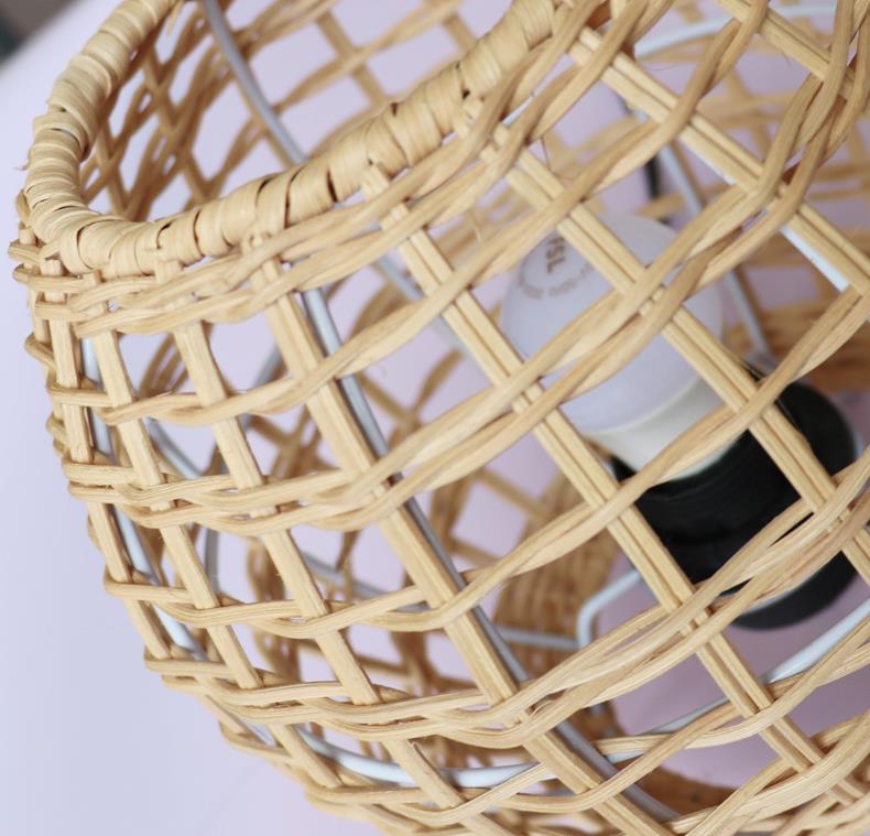 small Creative rattan ball table lamp Rattan art rattan woven bedroom decorative table lamp