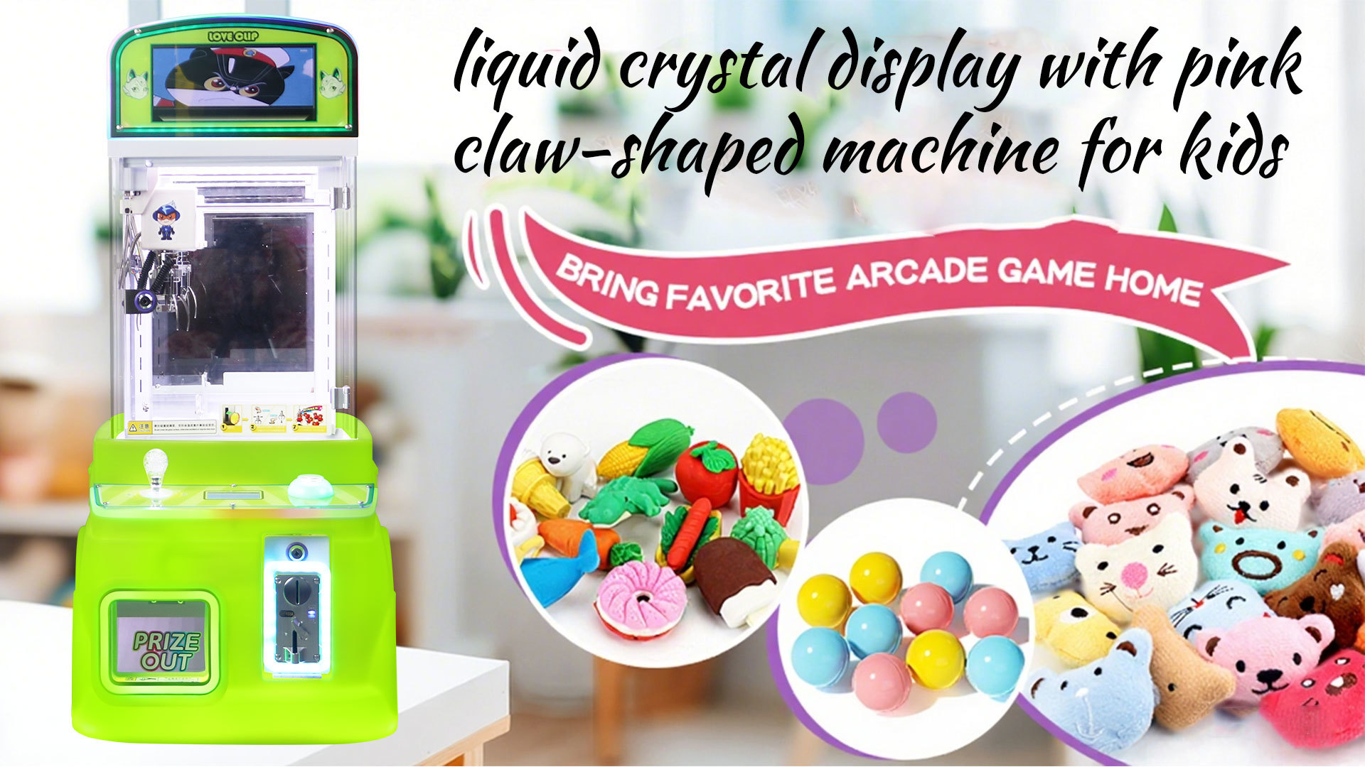 Green Children's Doll Machine Arcade Game Mini Claw Factory Direct Sale