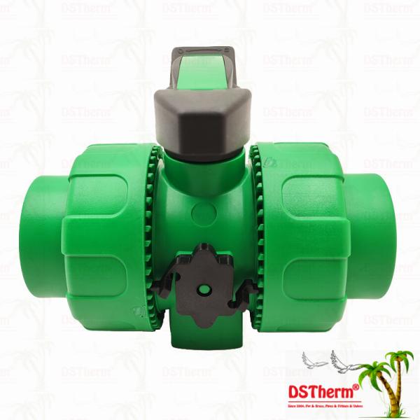 Lock Ball PPR Double Union Ball Valve With Plastic Ball S2.5 20-63MM Customized